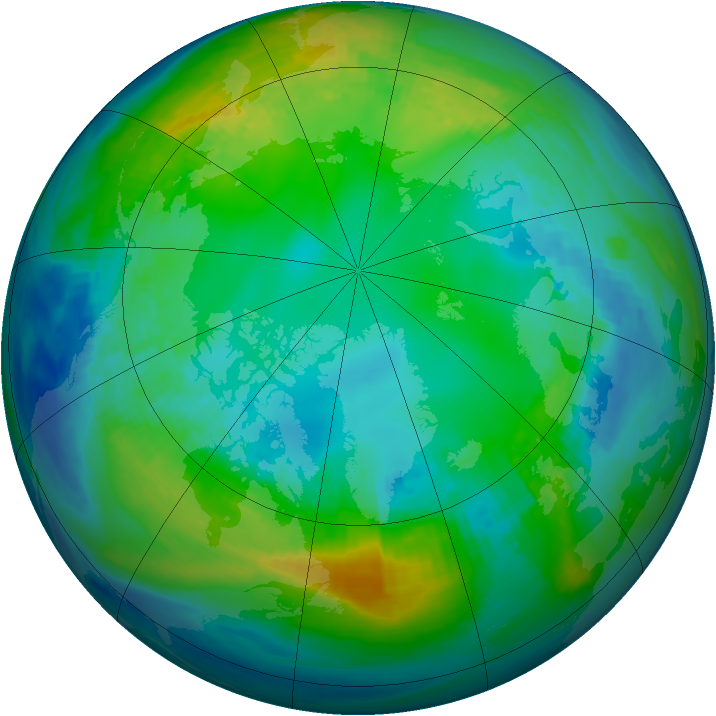 Arctic ozone map for 11 November 1986